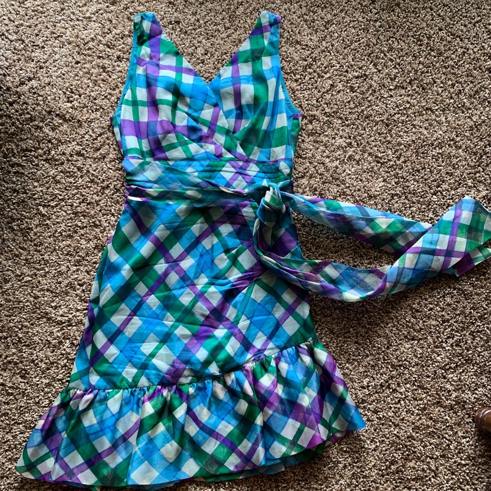 Anna Sui Blue Plaid Summer Dress